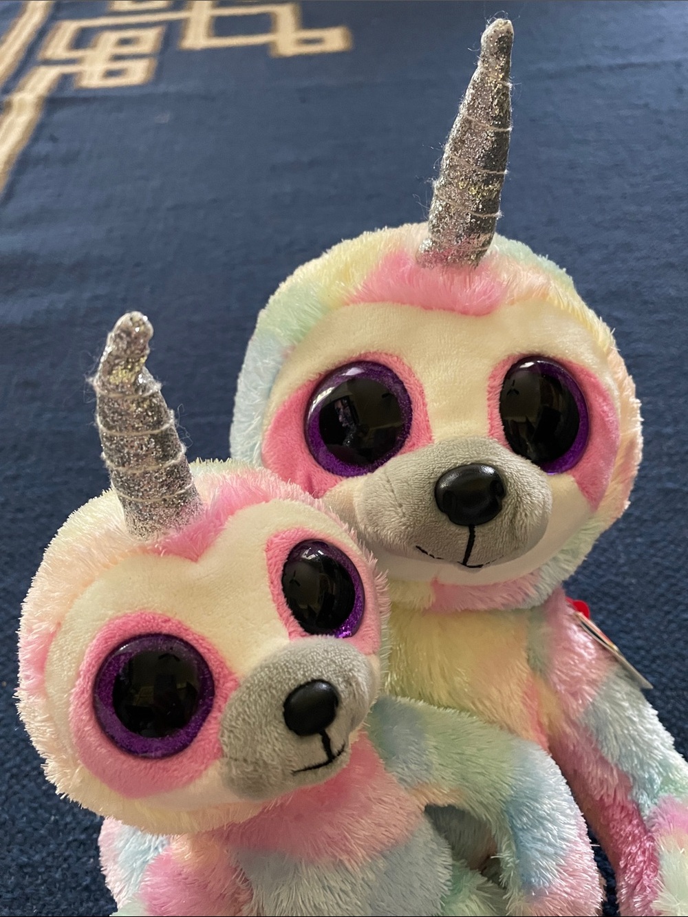 Ty (cooper) Pastel Unicorn Sloth Plush Duo - Pink, Cream, Blue, Purple